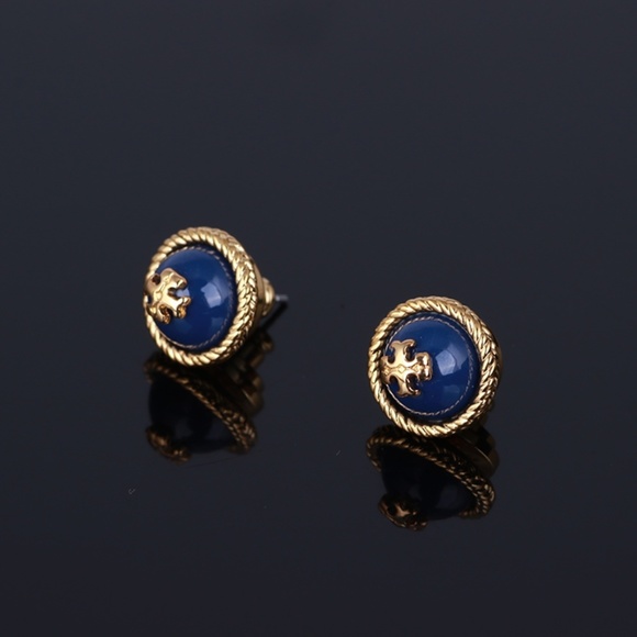 Tory Burch Logo Stud Earrings Blue $59 - Picture 3 of 3